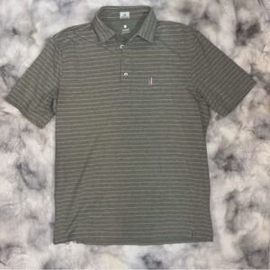 johnnie-O Green Striped Polo Shirt